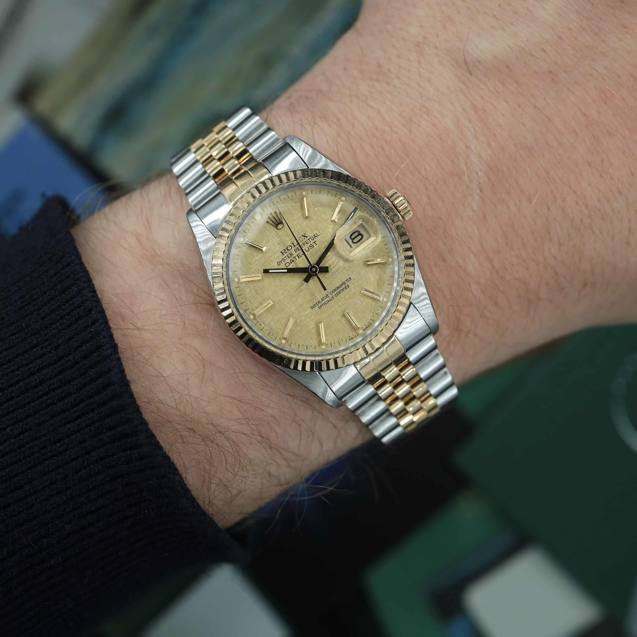 Rolex DateJust ref. 16013 Linen Dial with Rolex papers 1988